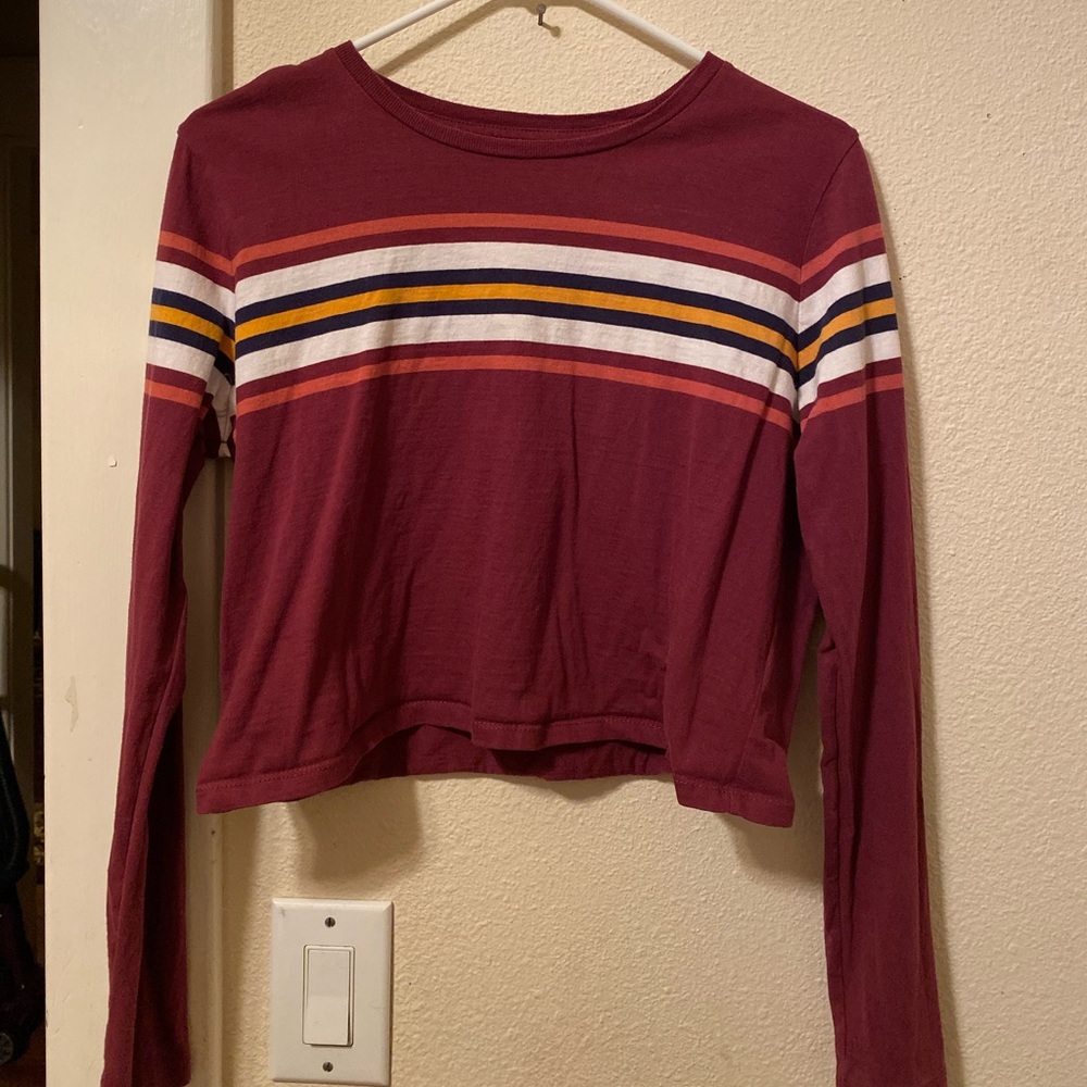Striped long sleeve crop top